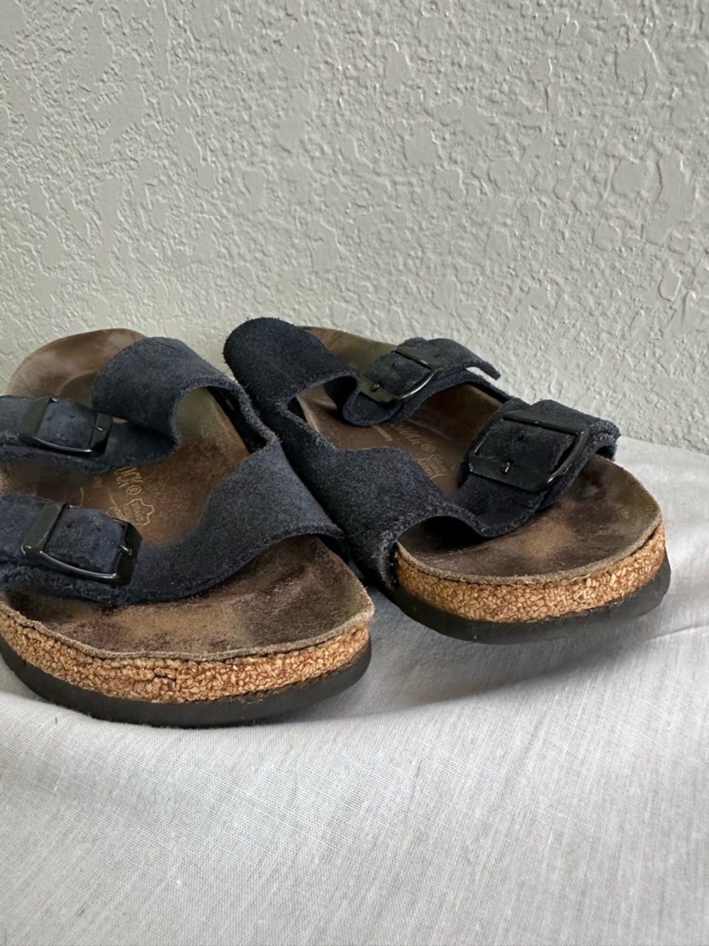 Birkenstock Arizona Soft Footbed Sandals Navy Suede Size 41 US Men 8 Women 10 - Picture 6 of 11
